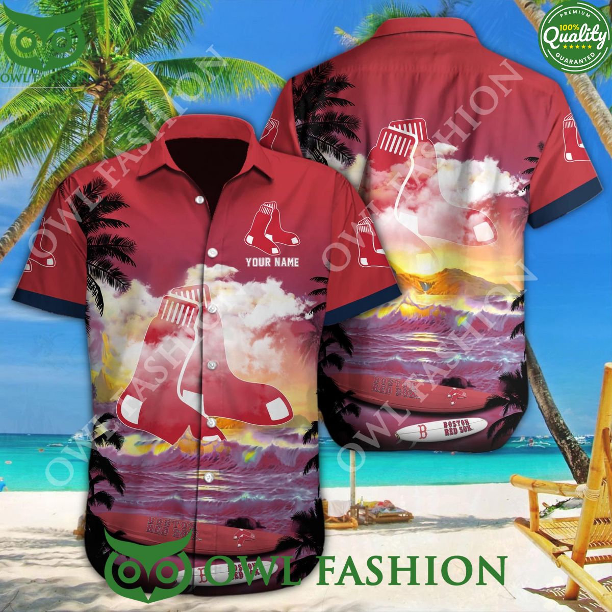 Boston Red Sox MLB Custom Name Trendy Aloha Sea Hawaiian Shirt