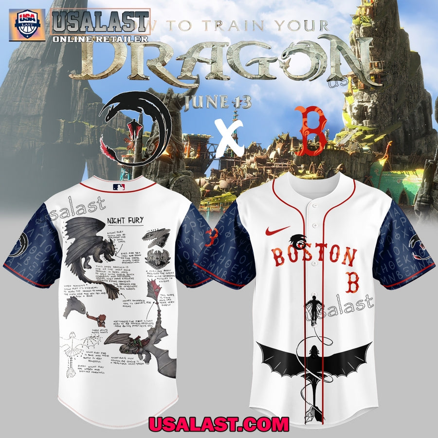 Boston Red Sox Night Fury Dragon Adult Kid Jersey Shirt
