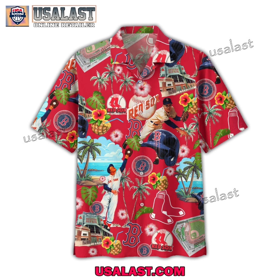Boston Red Sox Tropical Short Sleeve Button Shirt