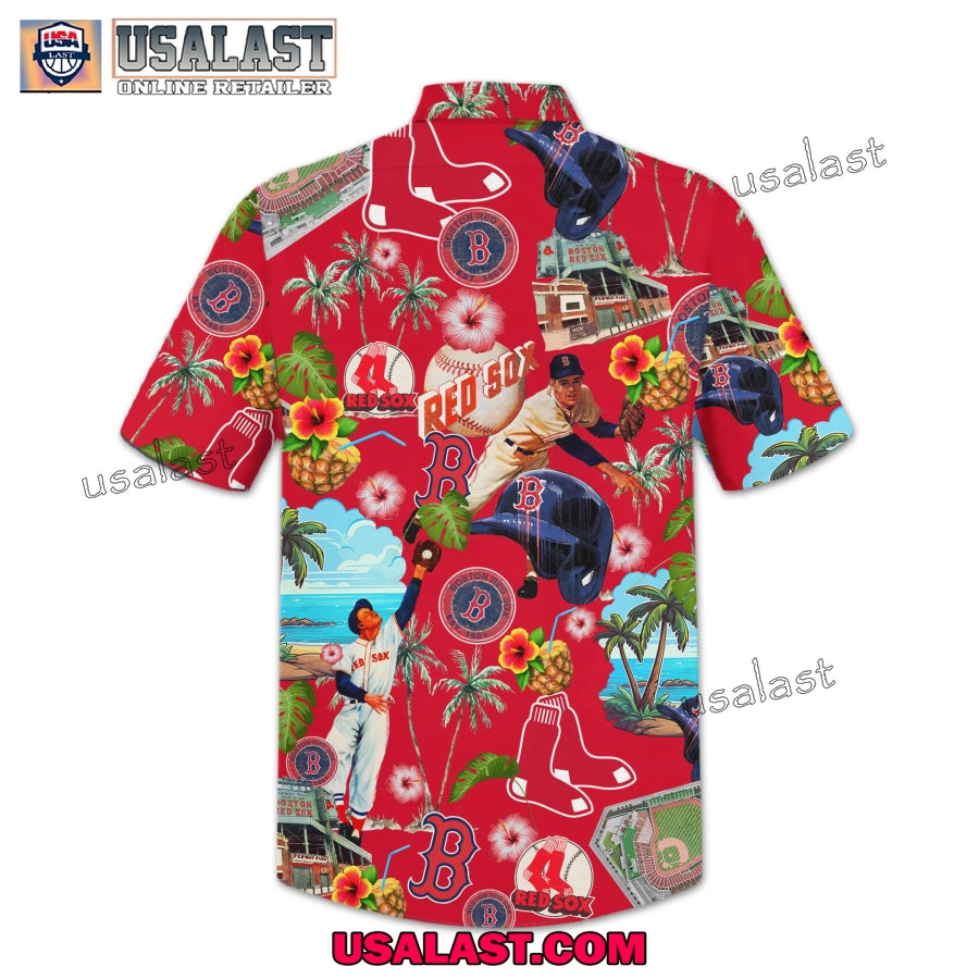 Boston Red Sox Tropical Short Sleeve Button Shirt