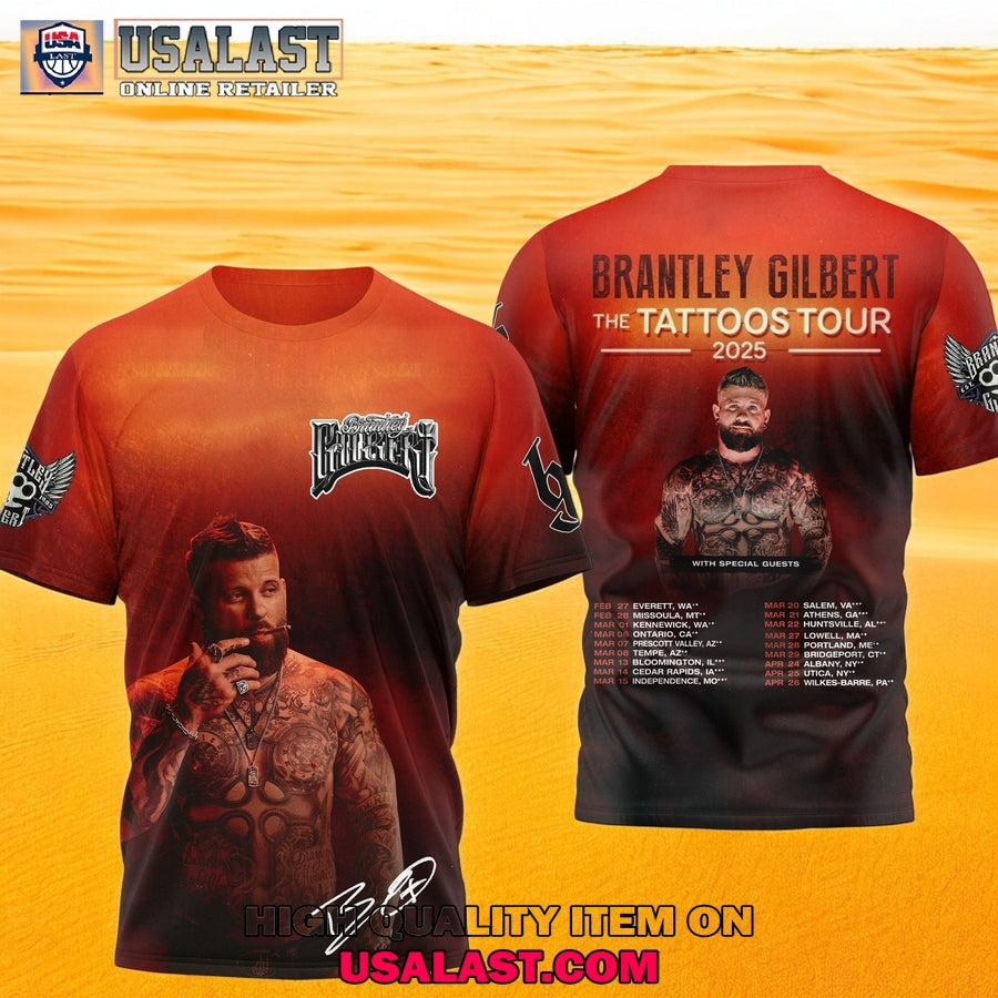 Brantley Gilbert The Tattoos Tour 2025 3D Shirt