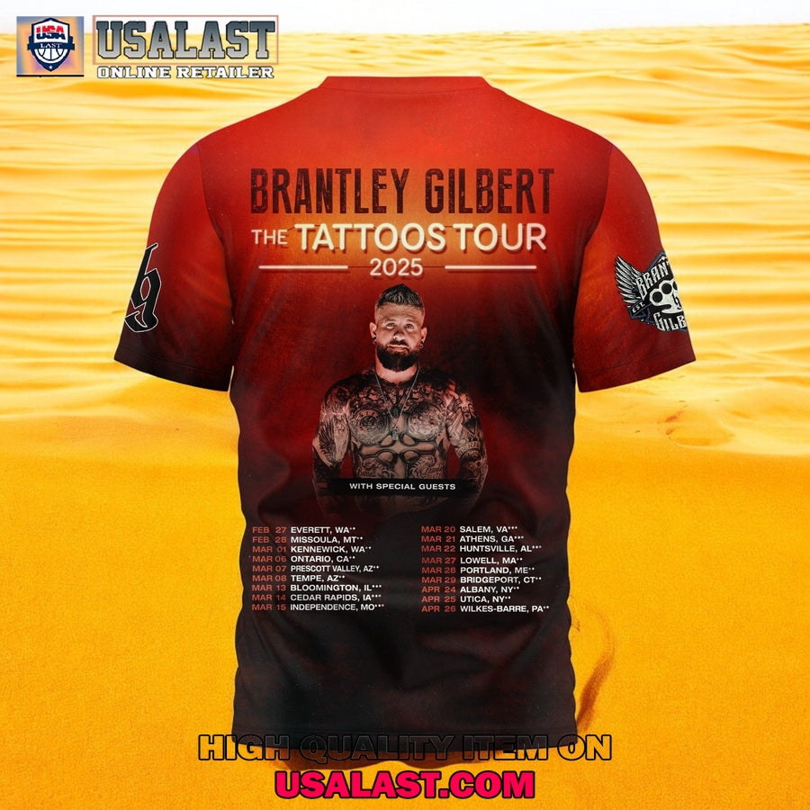 Brantley Gilbert The Tattoos Tour 2025 3D Shirt