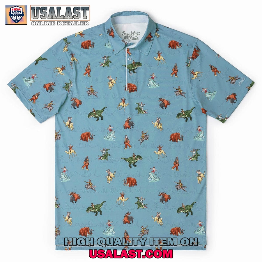 Breakfast Balls Teddy Rides Again Men Polo Shirt