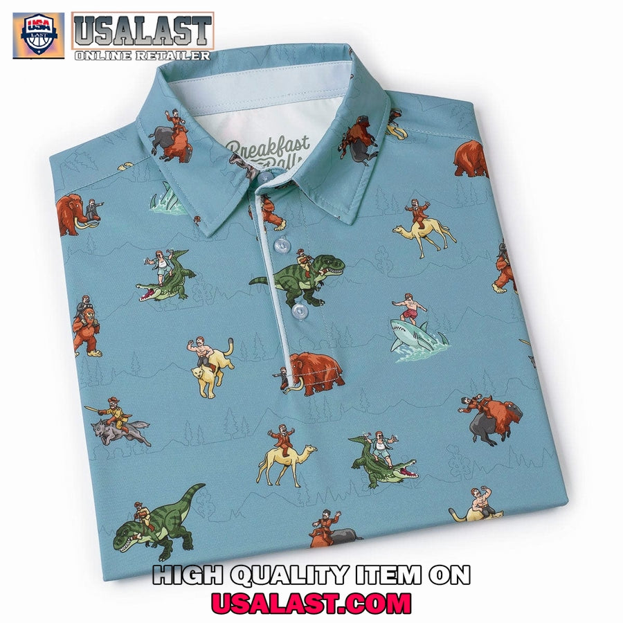Breakfast Balls Teddy Rides Again Men Polo Shirt