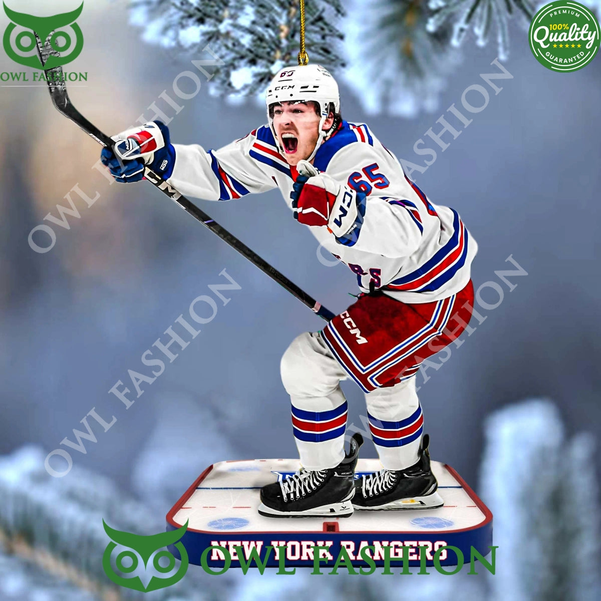 Brett Berard ice hockey player hail for winner New York Rangers plastic ornament