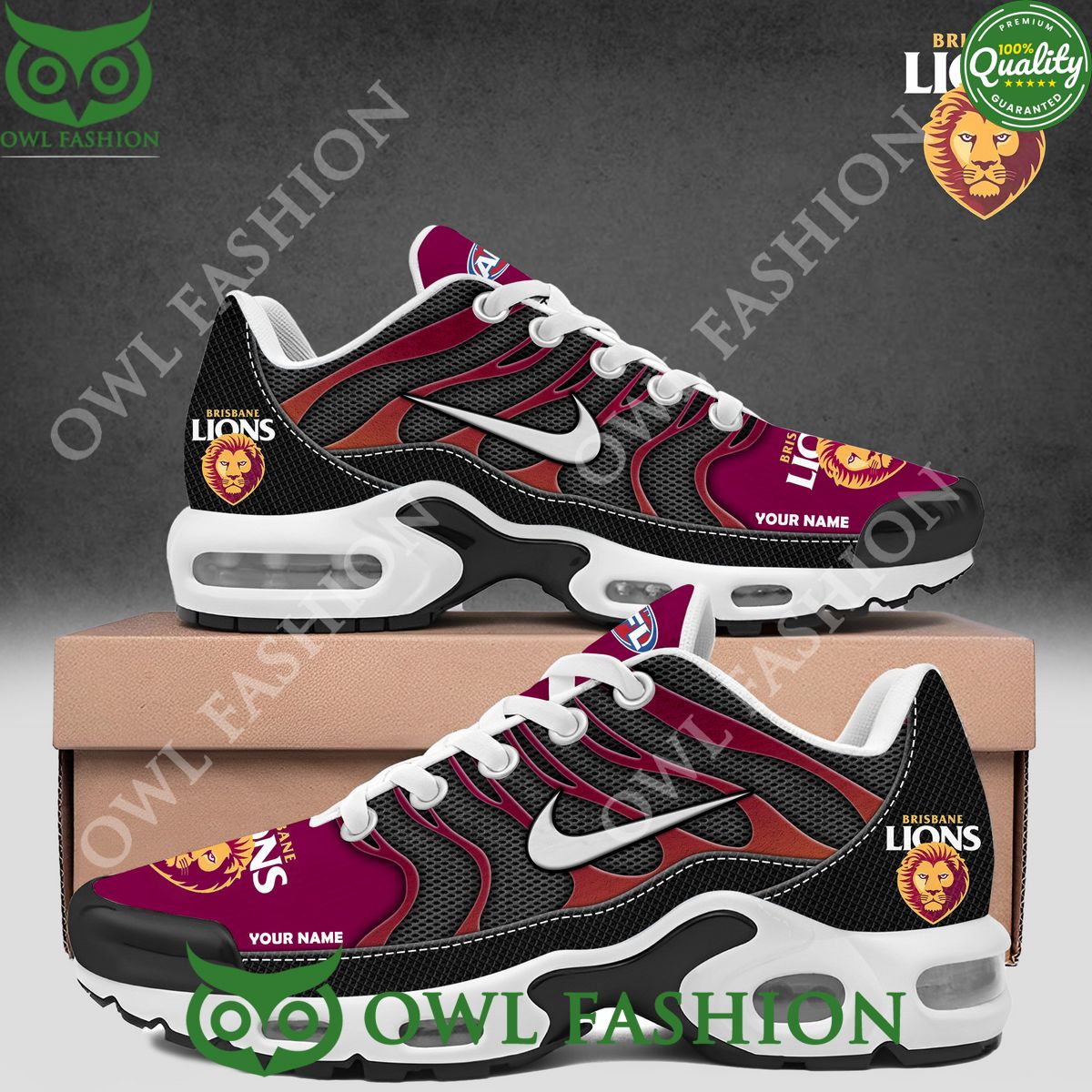 Brisbane Lions AFL Champions Custom name Air max sport shoes