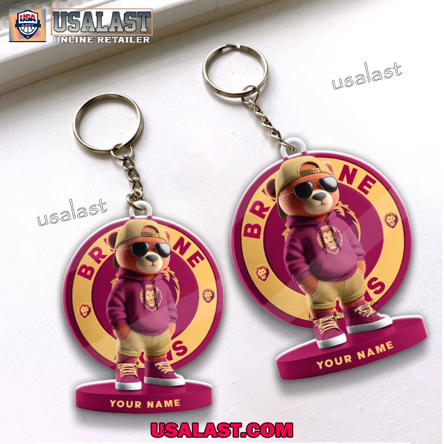 Brisbane Lions Football Club Teddy Bear Custom Keychain