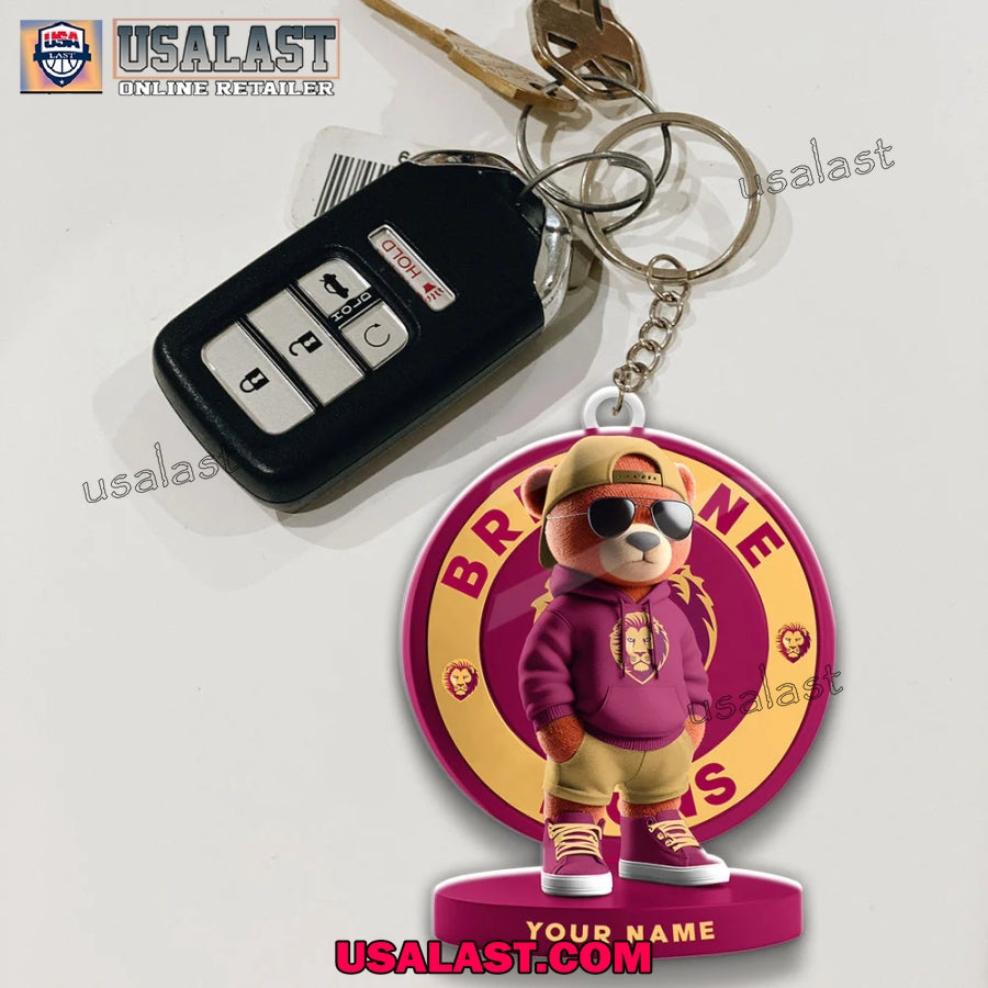Brisbane Lions Football Club Teddy Bear Custom Keychain