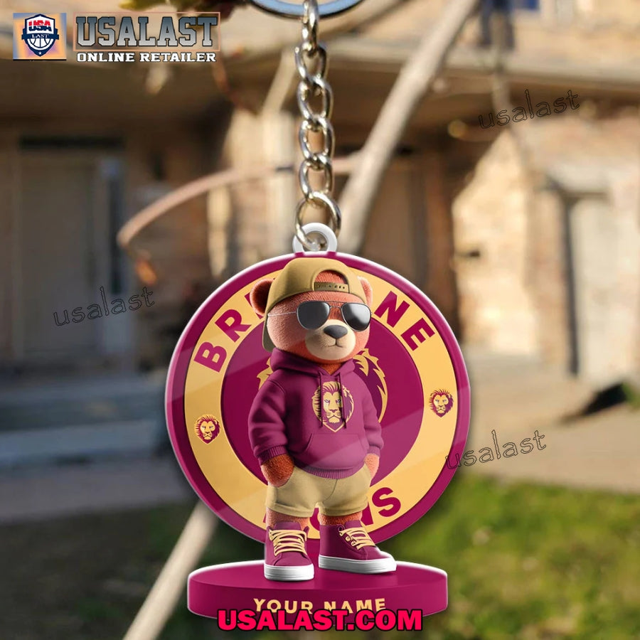 Brisbane Lions Football Club Teddy Bear Custom Keychain