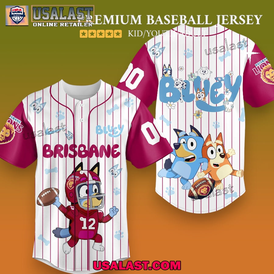 Brisbane Lions x Bluey Baseball Jersey For Adults And Kids