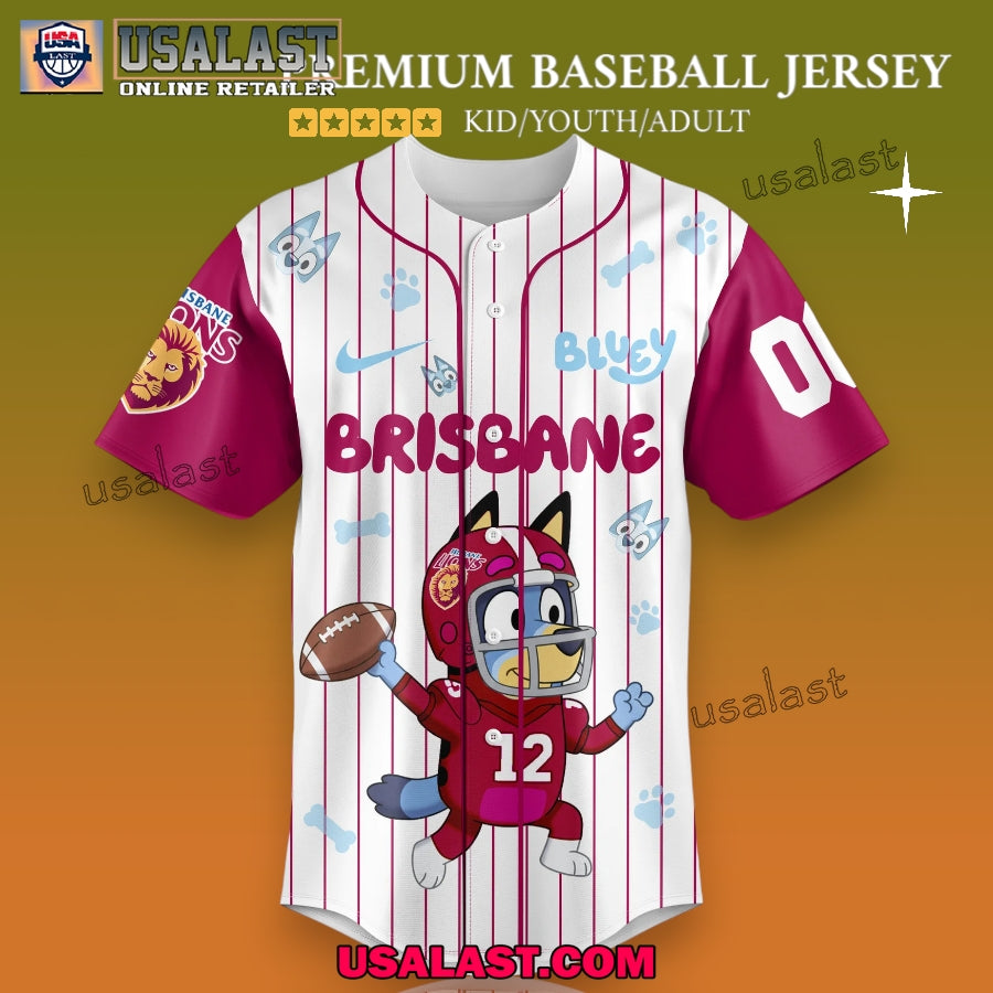 Brisbane Lions x Bluey Baseball Jersey For Adults And Kids