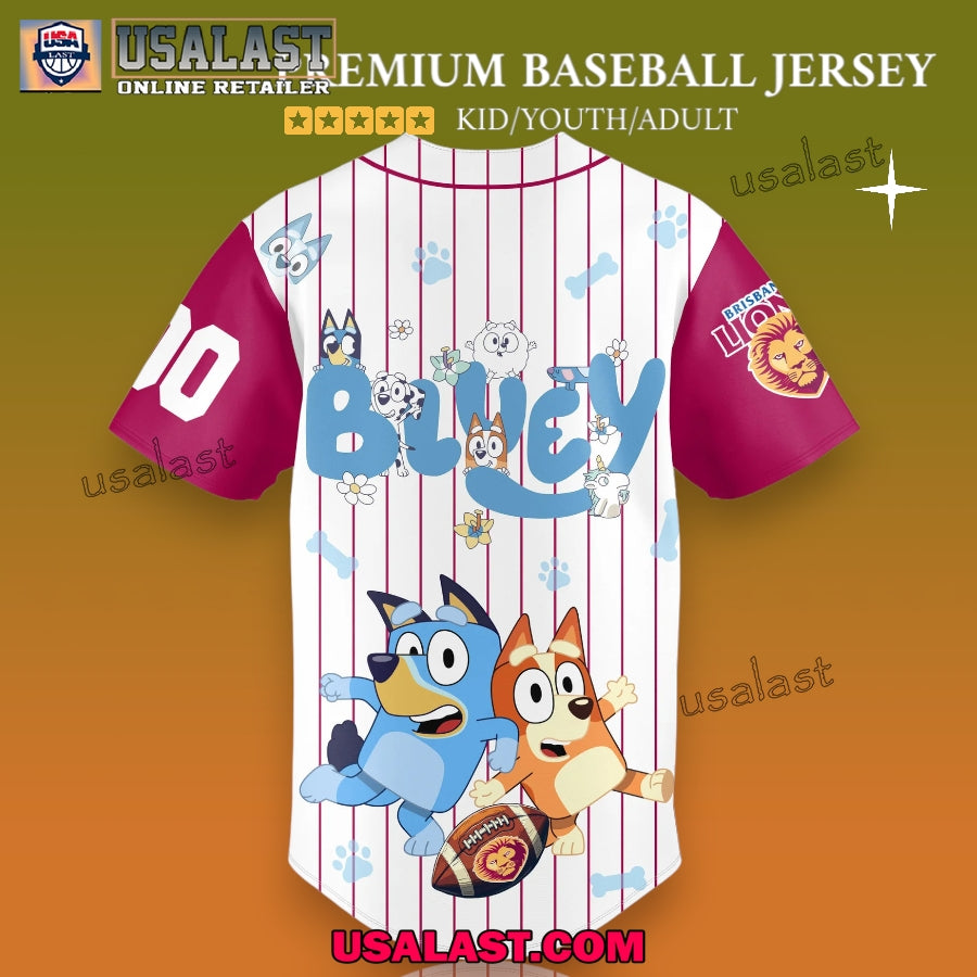 Brisbane Lions x Bluey Baseball Jersey For Adults And Kids
