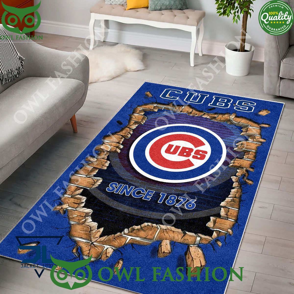 Broken Wall Chicago Cubs MLB Baseball Team Rug Carpet Living Room