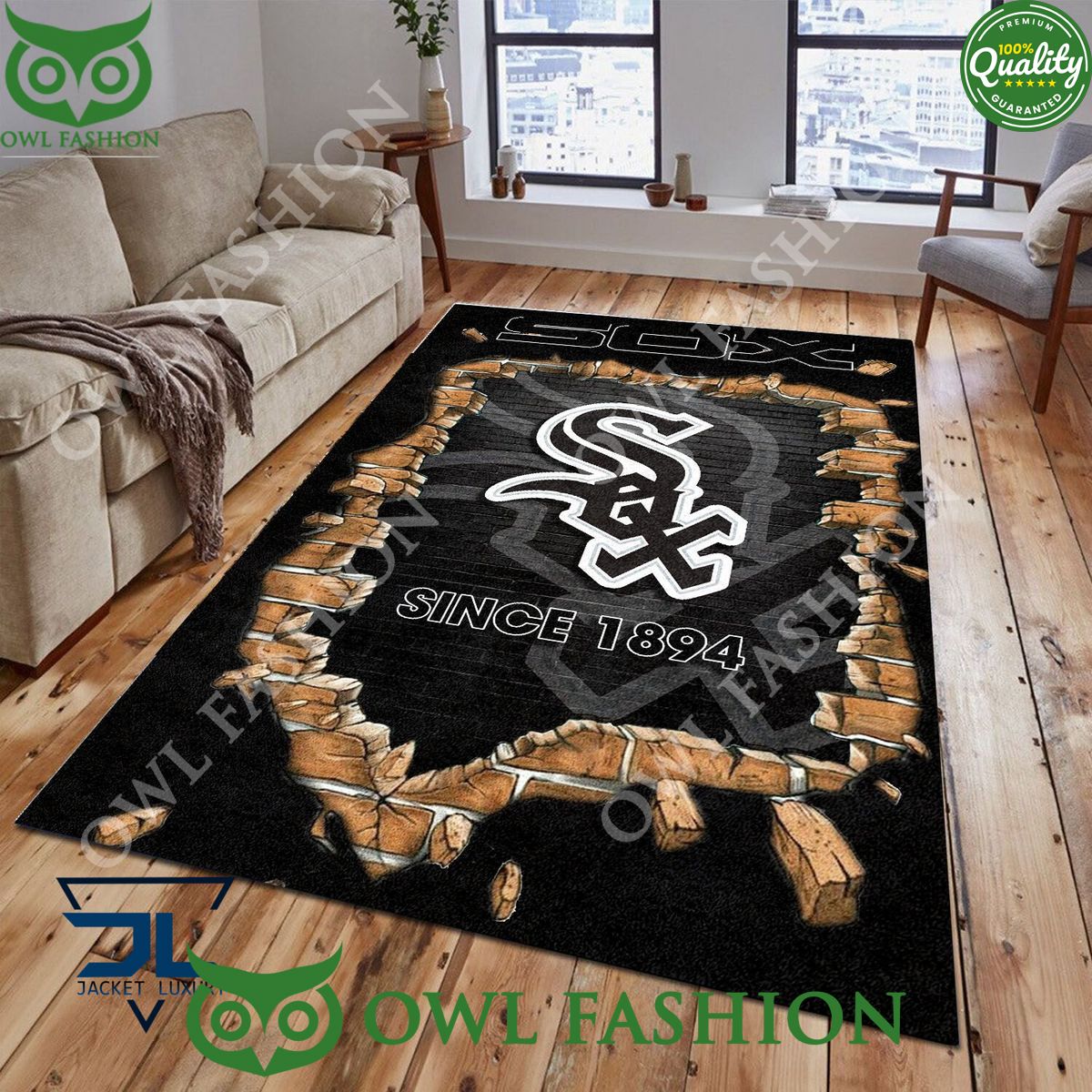 Broken Wall Chicago White Sox MLB Baseball Team Rug Carpet Living Room