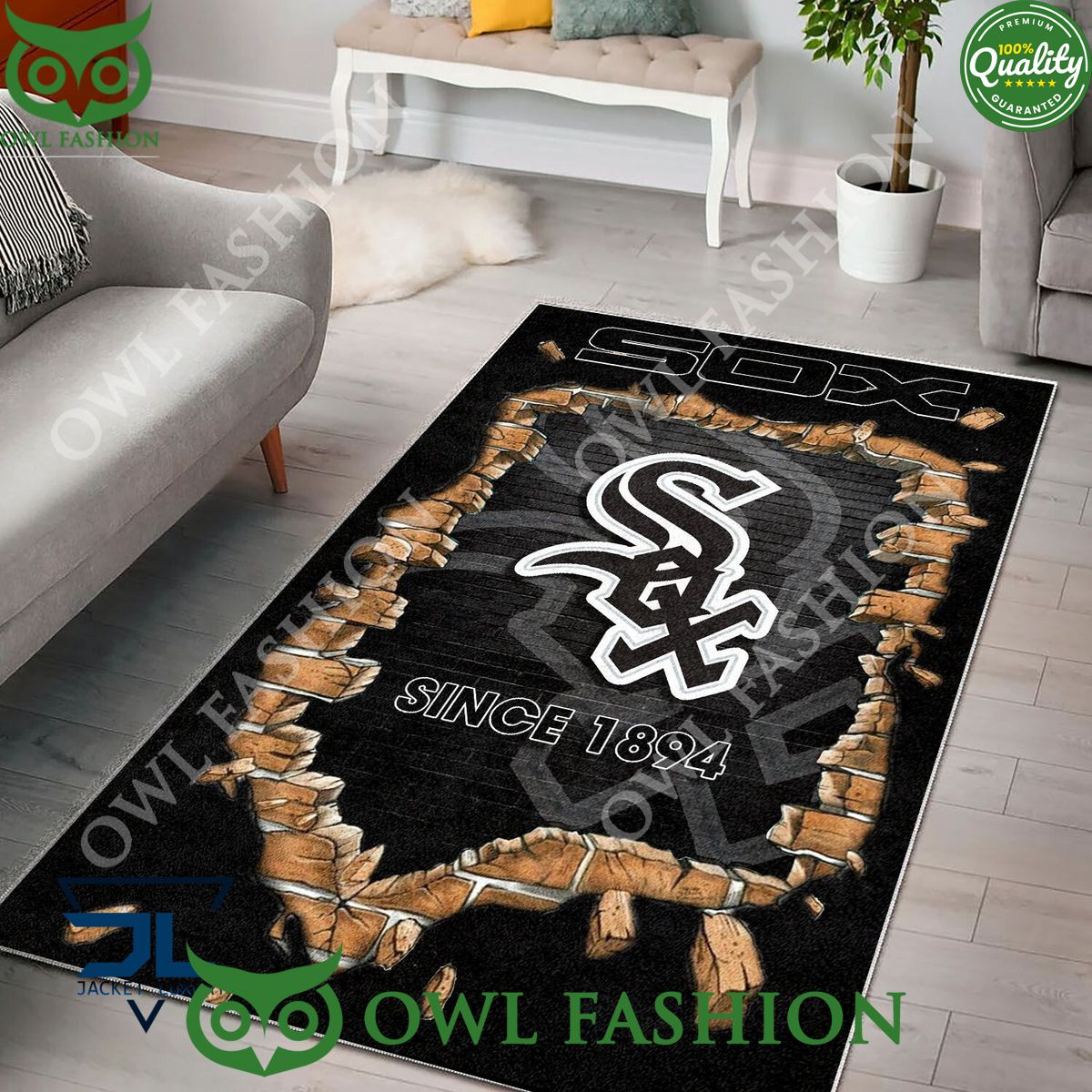 Broken Wall Chicago White Sox MLB Baseball Team Rug Carpet Living Room