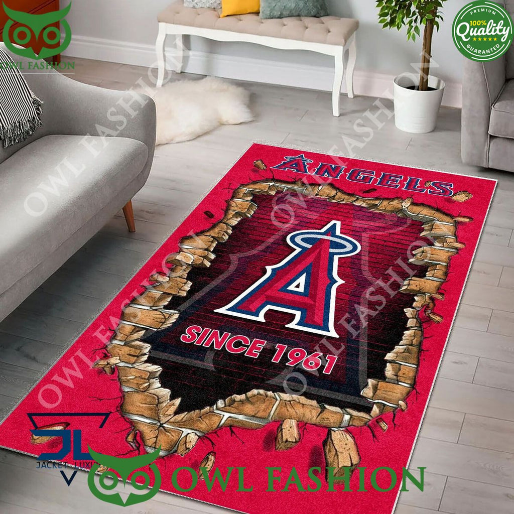 Broken Wall Los Angeles Angels MLB Baseball Team Rug Carpet Living Room