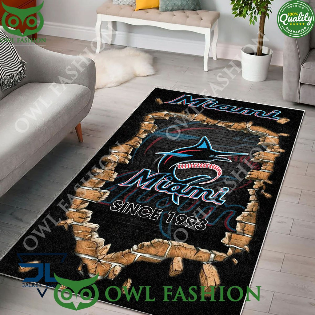 Broken Wall Miami Marlins MLB Baseball Team Rug Carpet Living Room