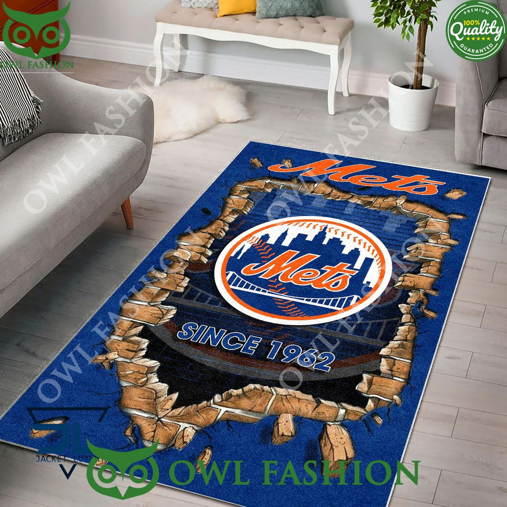 Broken Wall New York Mets MLB Baseball Team Rug Carpet Living Room