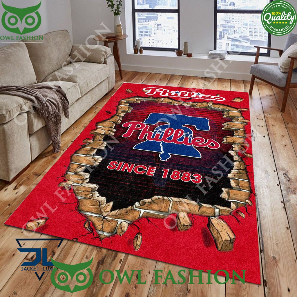 Broken Wall Philadelphia Phillies MLB Baseball Team Rug Carpet Living Room