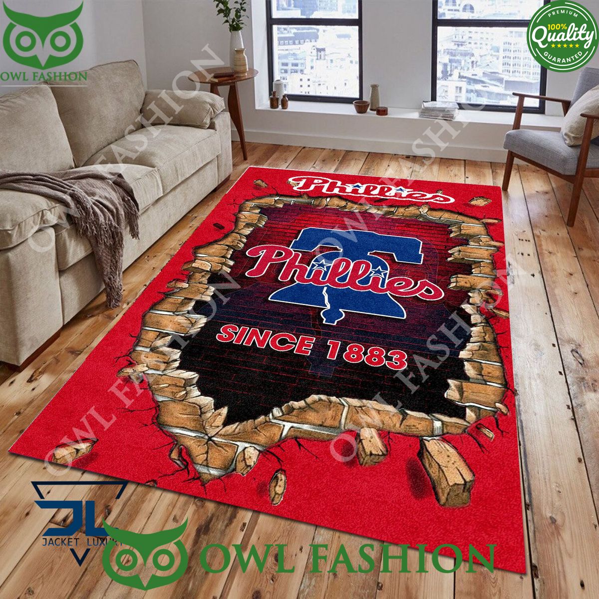 Broken Wall Philadelphia Phillies MLB Baseball Team Rug Carpet Living Room