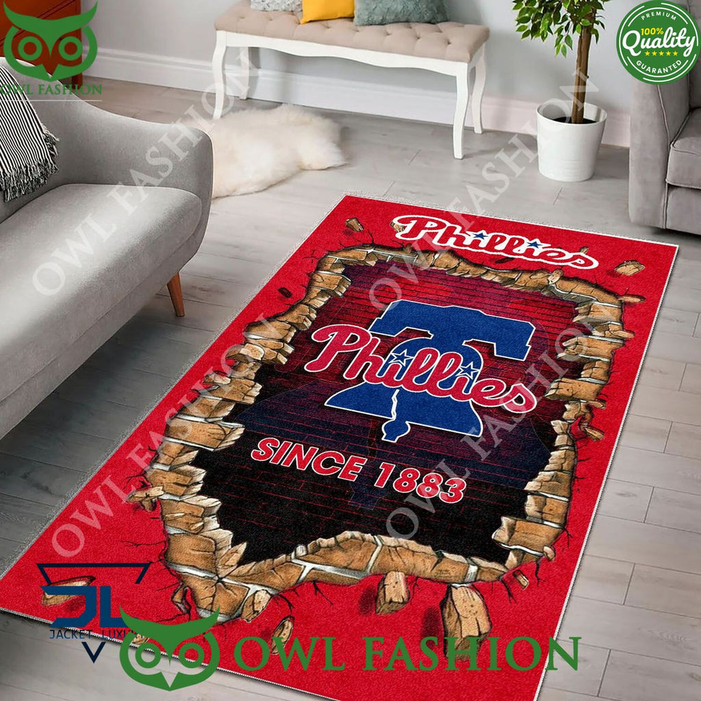 Broken Wall Philadelphia Phillies MLB Baseball Team Rug Carpet Living Room