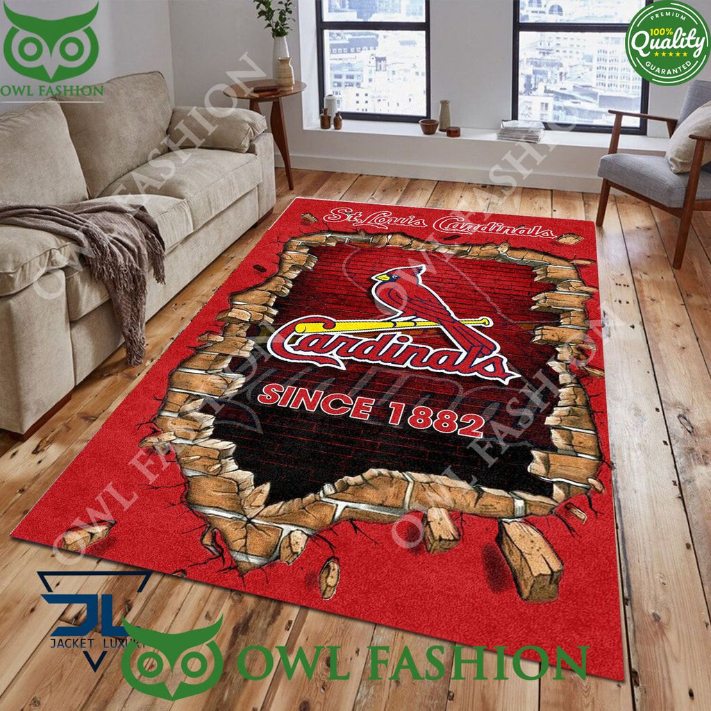 Broken Wall St. Louis Cardinals MLB Baseball Team Rug Carpet Living Room
