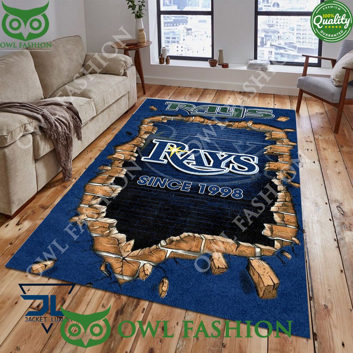 Broken Wall Tampa Bay Rays MLB Baseball Team Rug Carpet Living Room