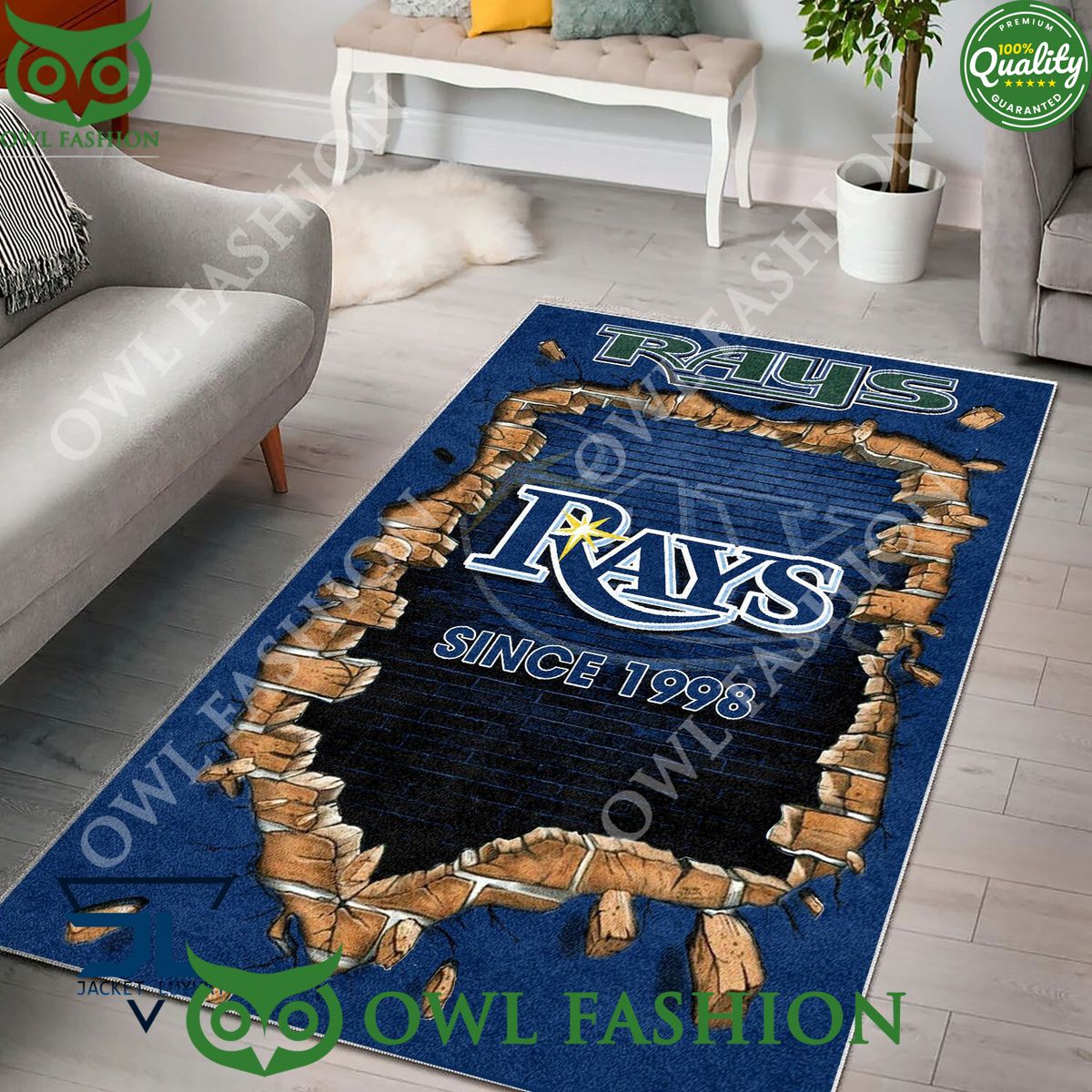 Broken Wall Tampa Bay Rays MLB Baseball Team Rug Carpet Living Room