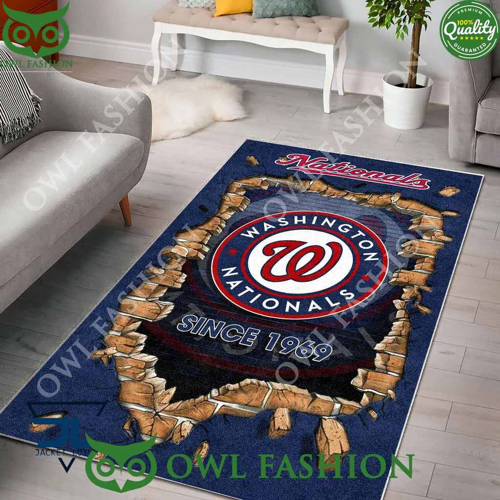 Broken Wall Washington Nationals MLB Baseball Team Rug Carpet Living Room