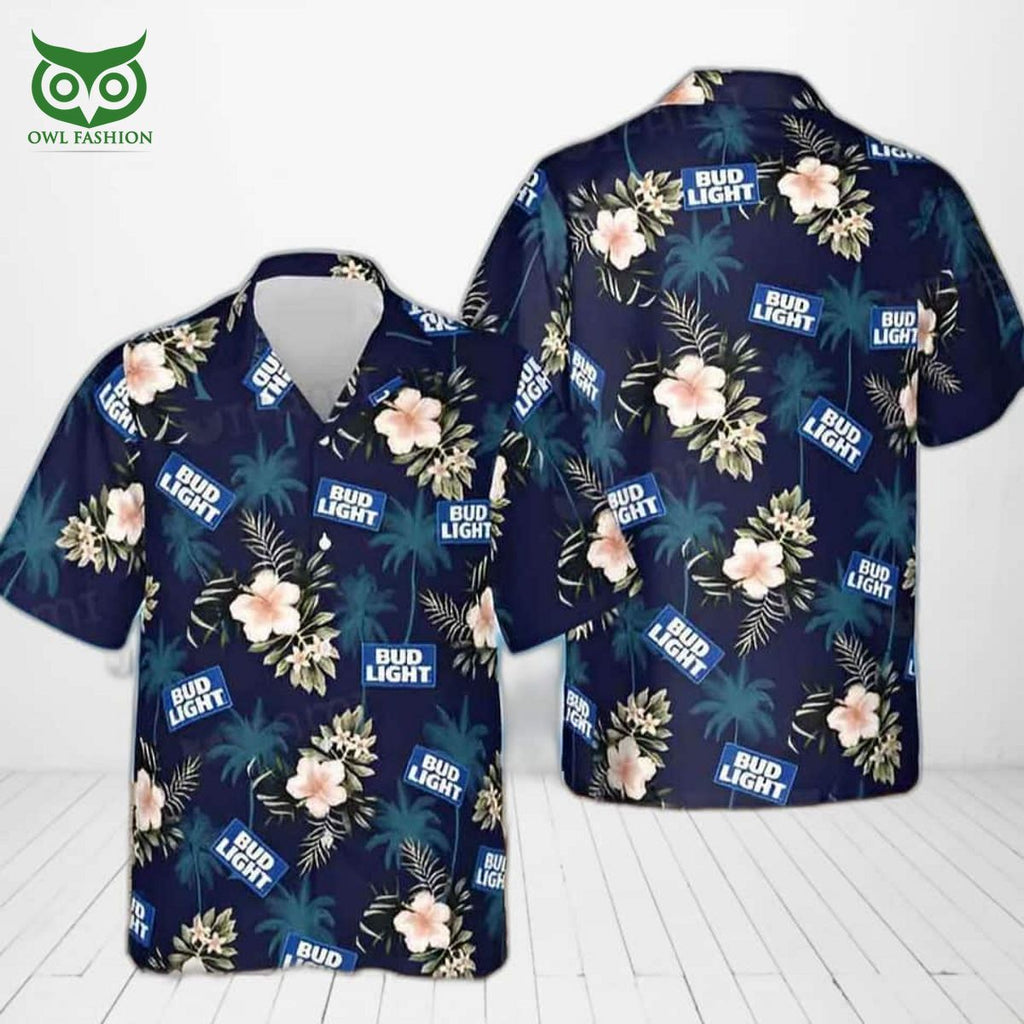 Bud Light Premium Hawaiian Shirt Tropical Flora Gift