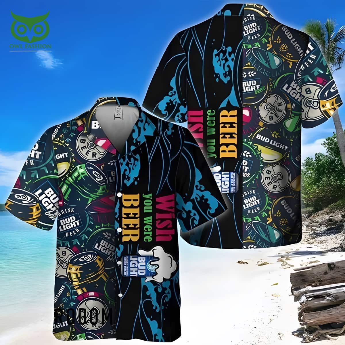 Bud Light Premium Hawaiian Shirt Wish You Were Beer