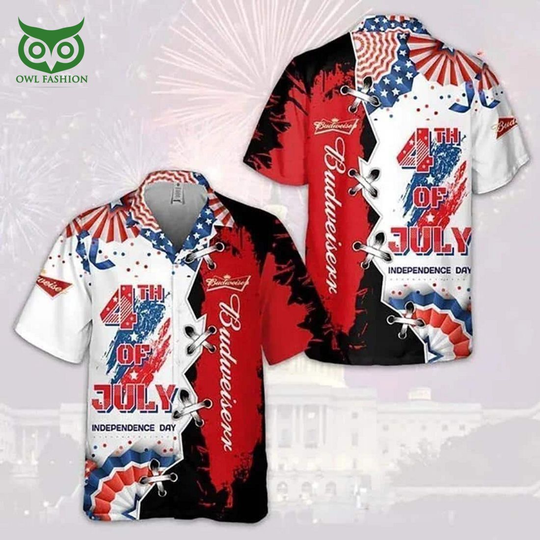 Budweiser Beer Hawaiian Shirt Independence Day 4th Of July