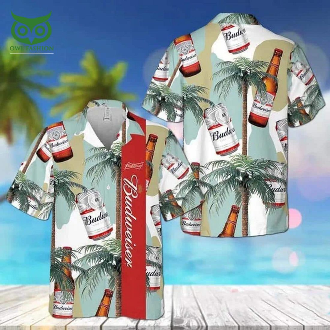 Budweiser Beer Hawaiian Shirt Tropical Coconut Tree Beach Gift For Friend
