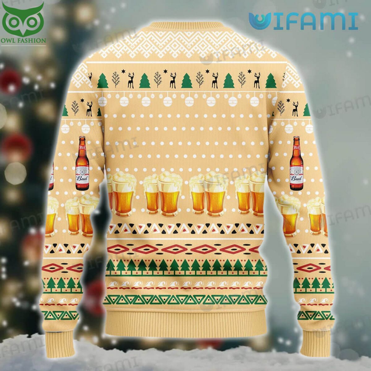 Budweiser Ugly Sweater Beer Glass Bottle Pattern Gift For Beer Lovers