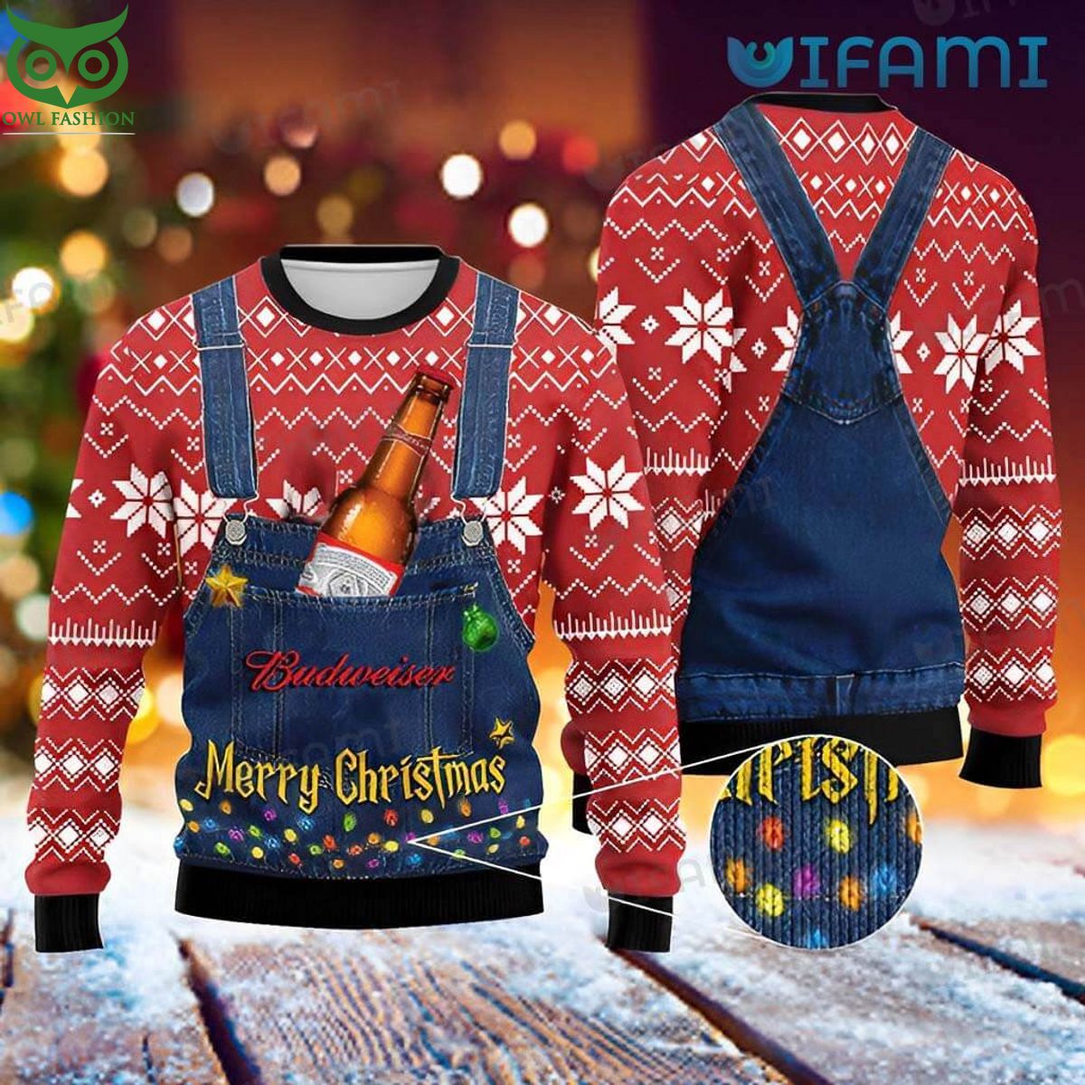 Budweiser Ugly Sweater Suspenders Merry Christmas Gift For Beer Lovers