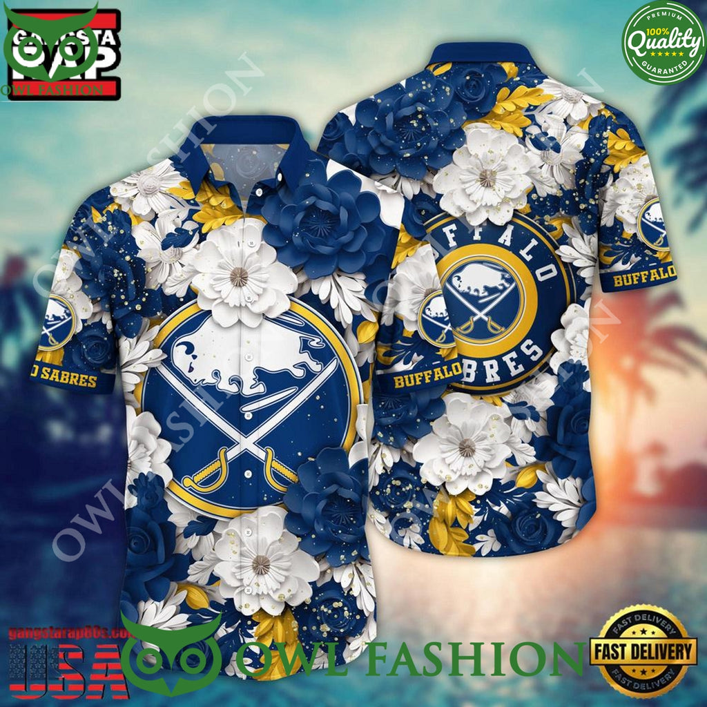 Buffalo Sabres NHL Blue Color Flower Hawaiian Shirt