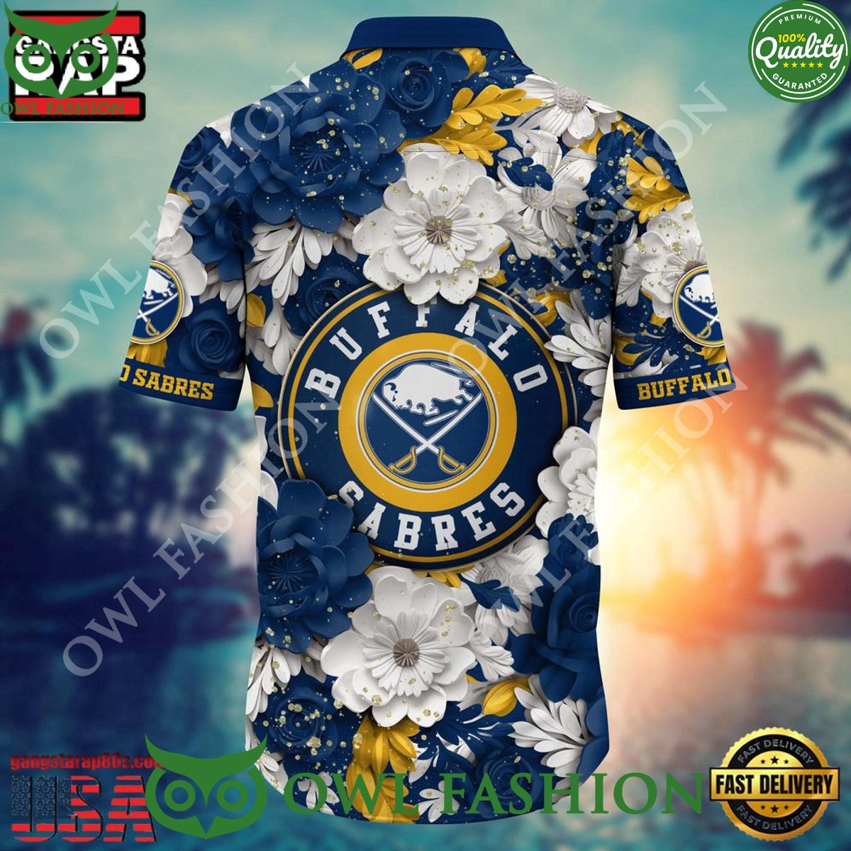 Buffalo Sabres NHL Blue Color Flower Hawaiian Shirt
