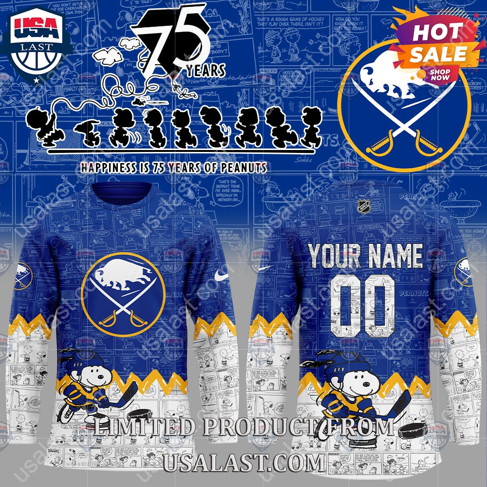 Buffalo Sabres NHL Happiness Is 75th Anniversary of Peanuts Hoodie