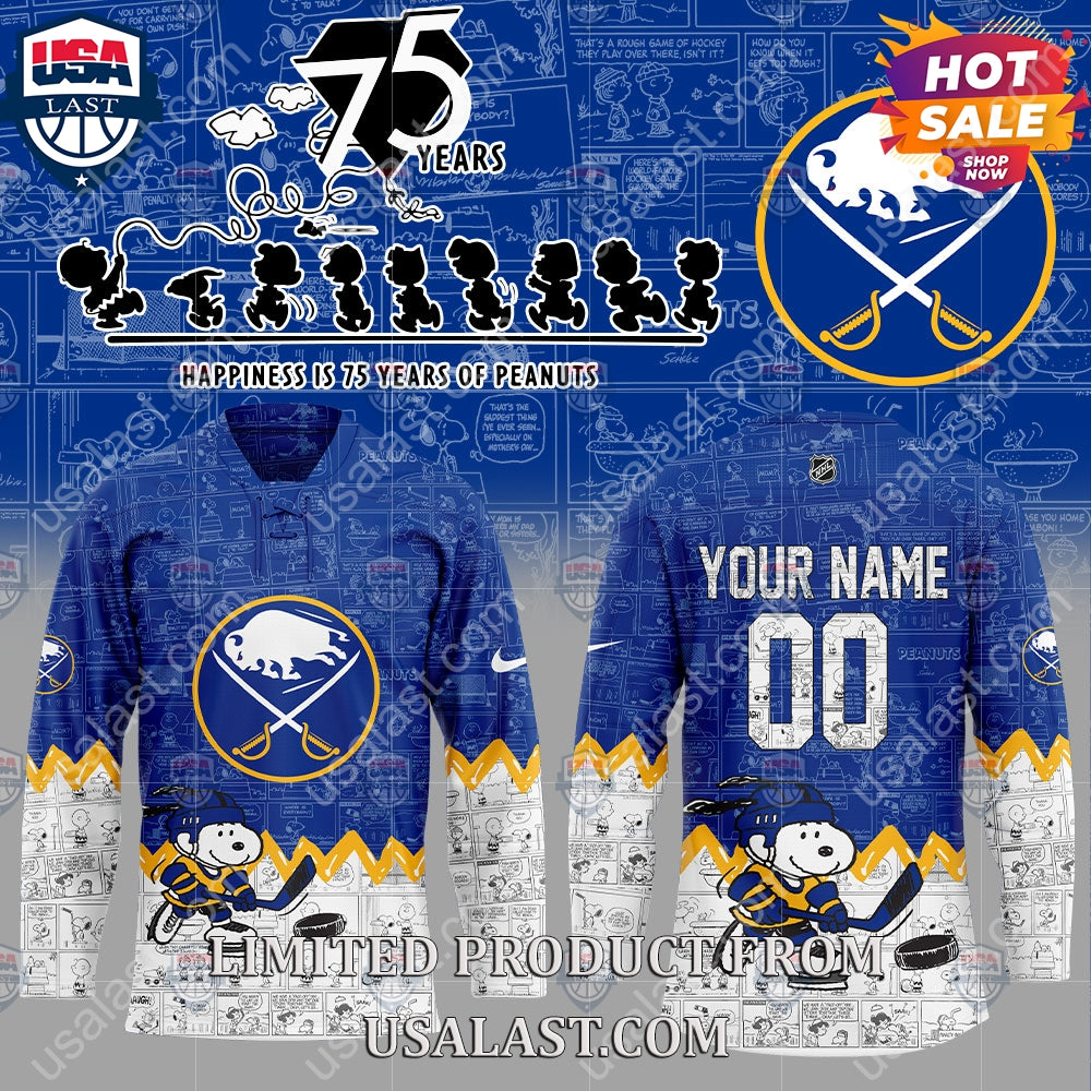 Buffalo Sabres NHL Happiness Is 75th Anniversary of Peanuts Hoodie