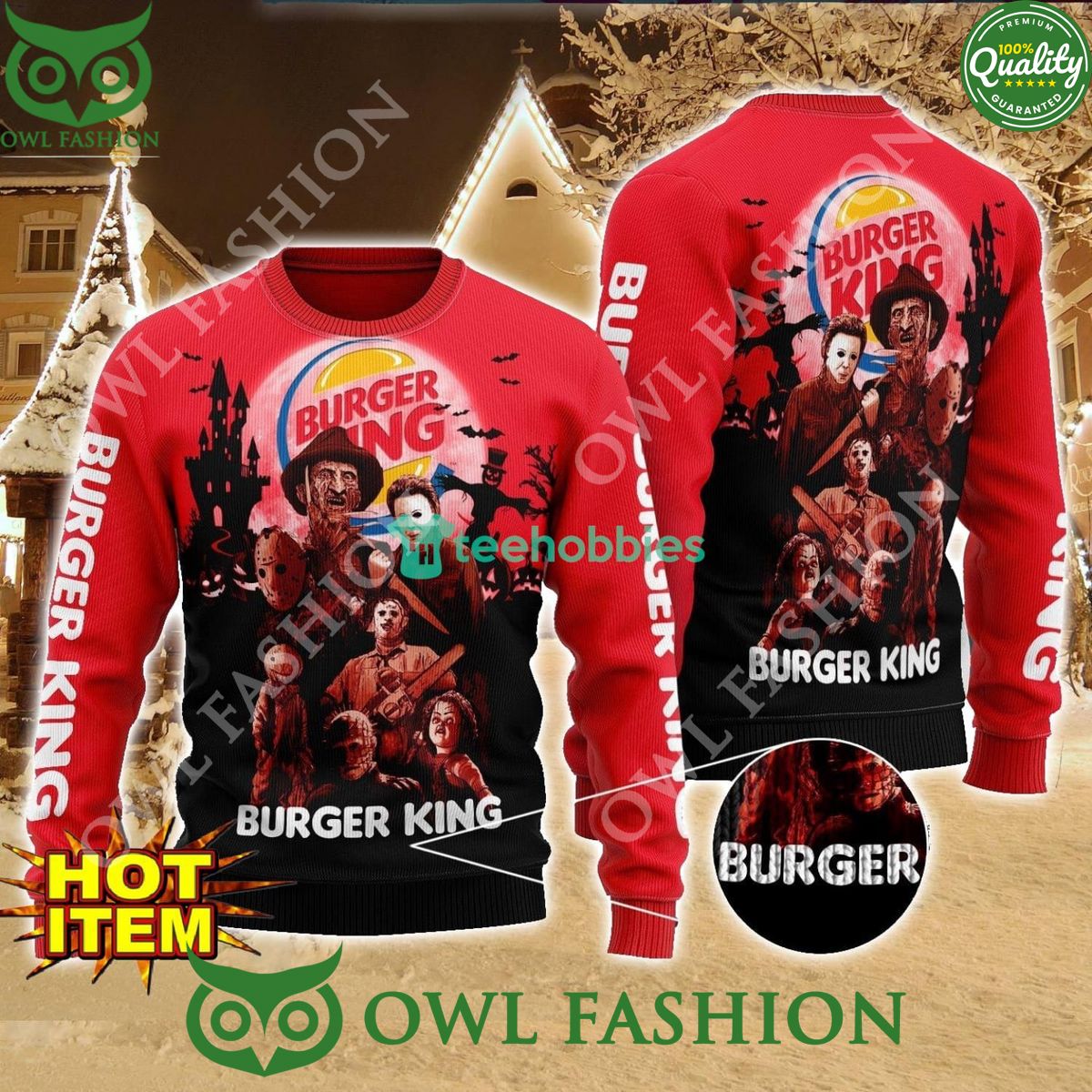 Burger King Horror Halloween Night Limited 2024 Ugly Sweater