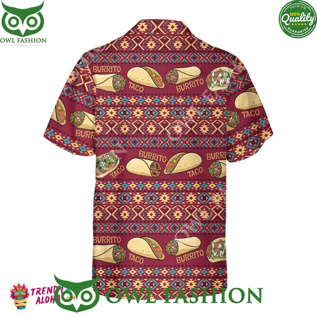 Burgundy Taco Mexican Folk Taco Hawaiian Shirt Taco Lover