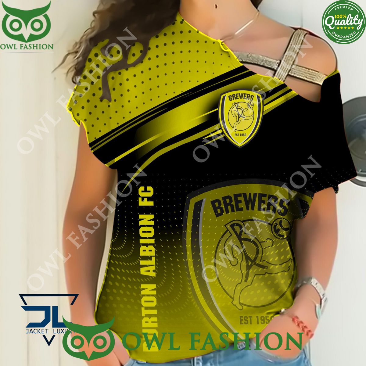 Burton Albion F.C Logo New Design 2024 Yellow 3D Hoodie Tshirt