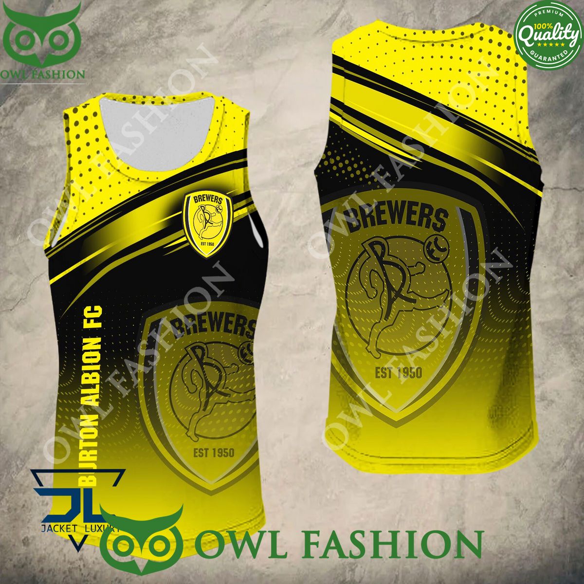 Burton Albion F.C Logo New Design 2024 Yellow 3D Hoodie Tshirt