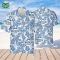 Busch Light Beer Hawaiian Shirt Tropical Flower Pattern