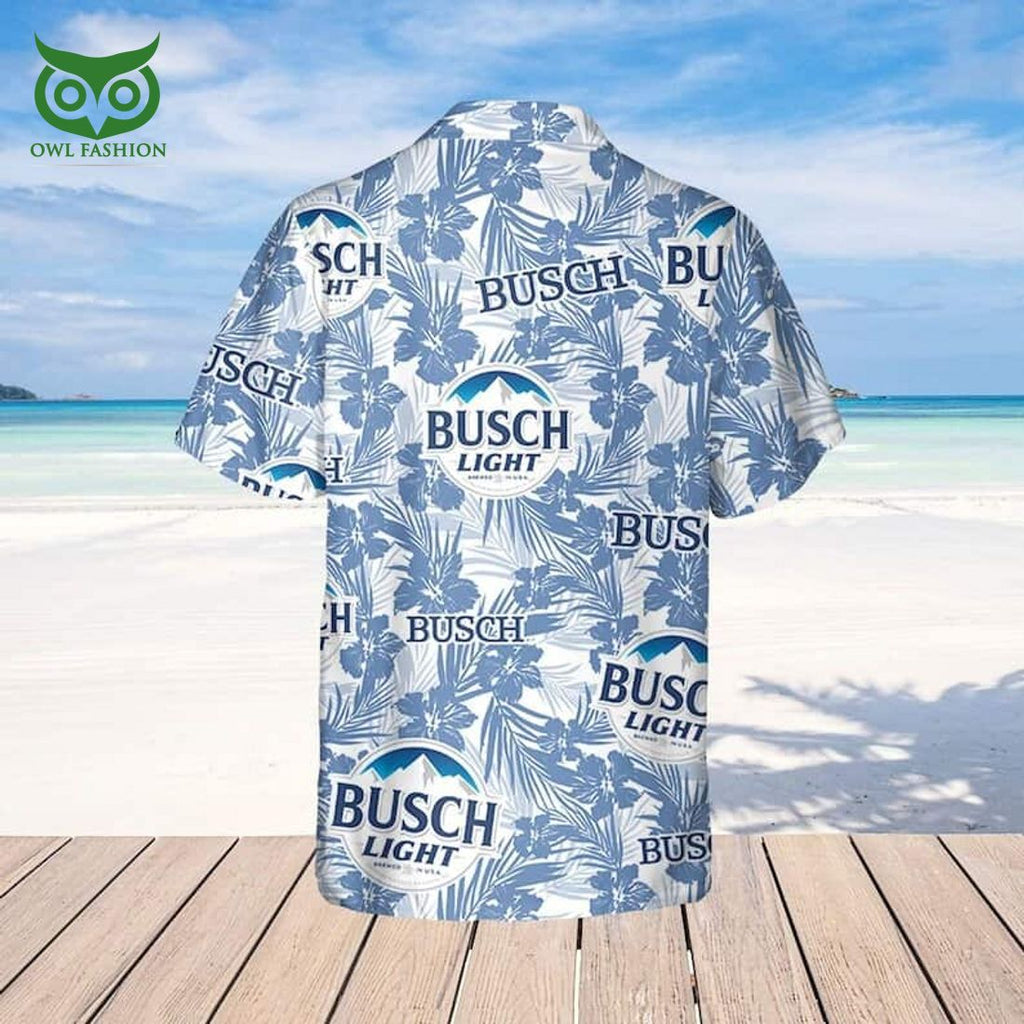 Busch Light Beer Hawaiian Shirt Tropical Flower Pattern