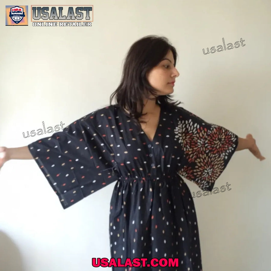 Butterfly Abstract Kaftan, Dress Long Maxi Loungewear, beachwear anniversary gift