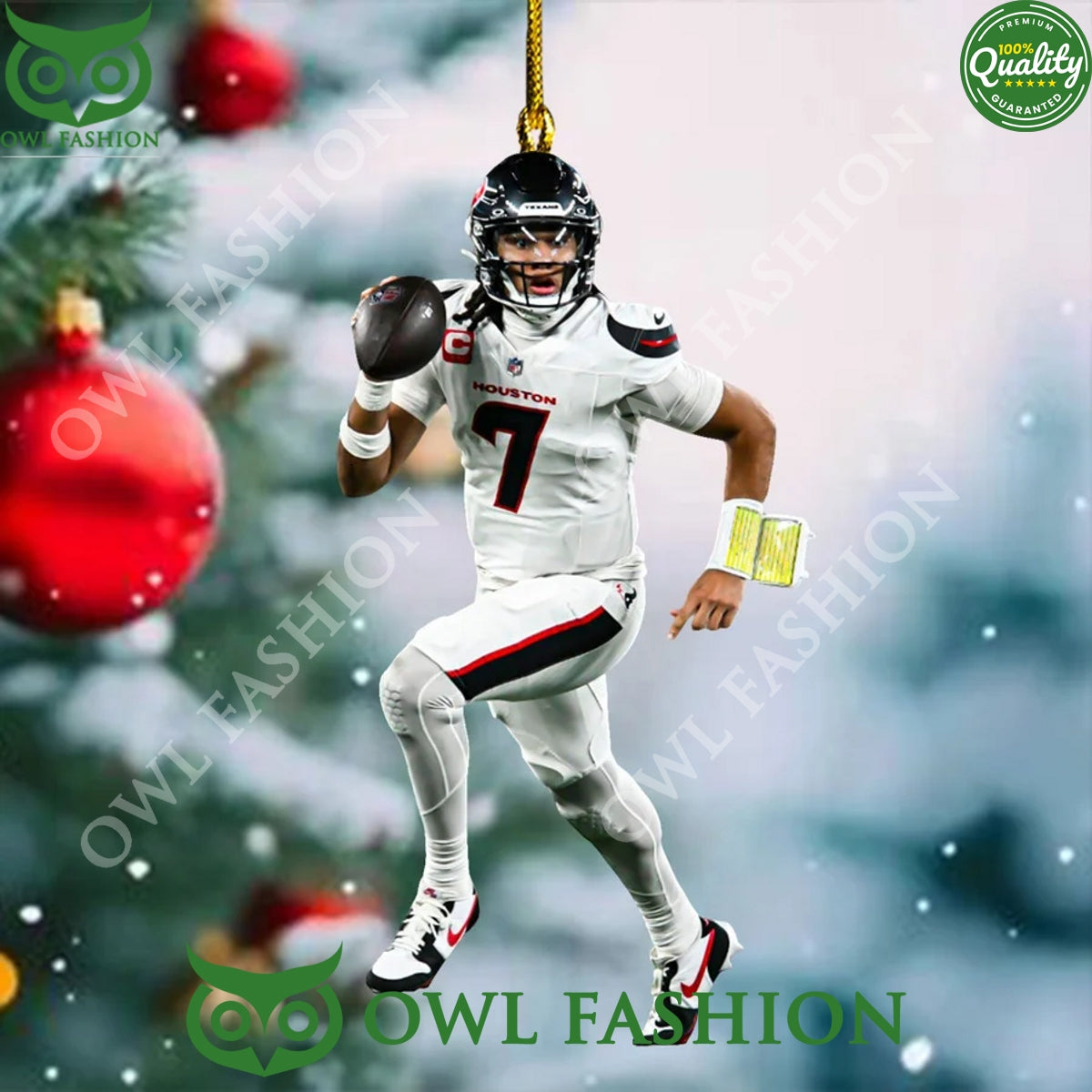 C. J. Stroud Houston Texas 7 play for win plastic ornament
