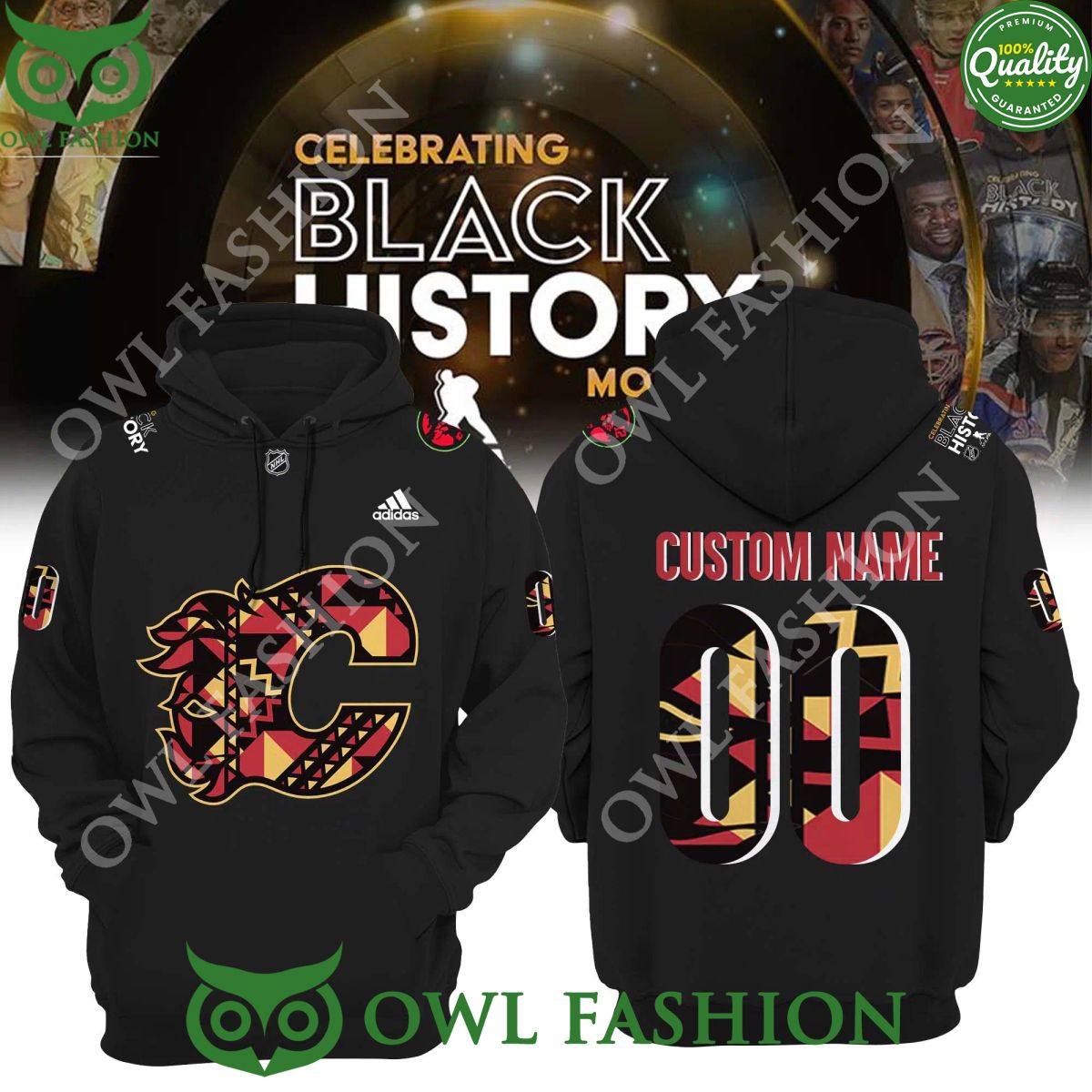 Calgary Flames 2024 Black History Month Printed Hoodie