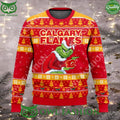 Calgary Flames Hockey Grinch Ugly Christmas Sweater Jumper