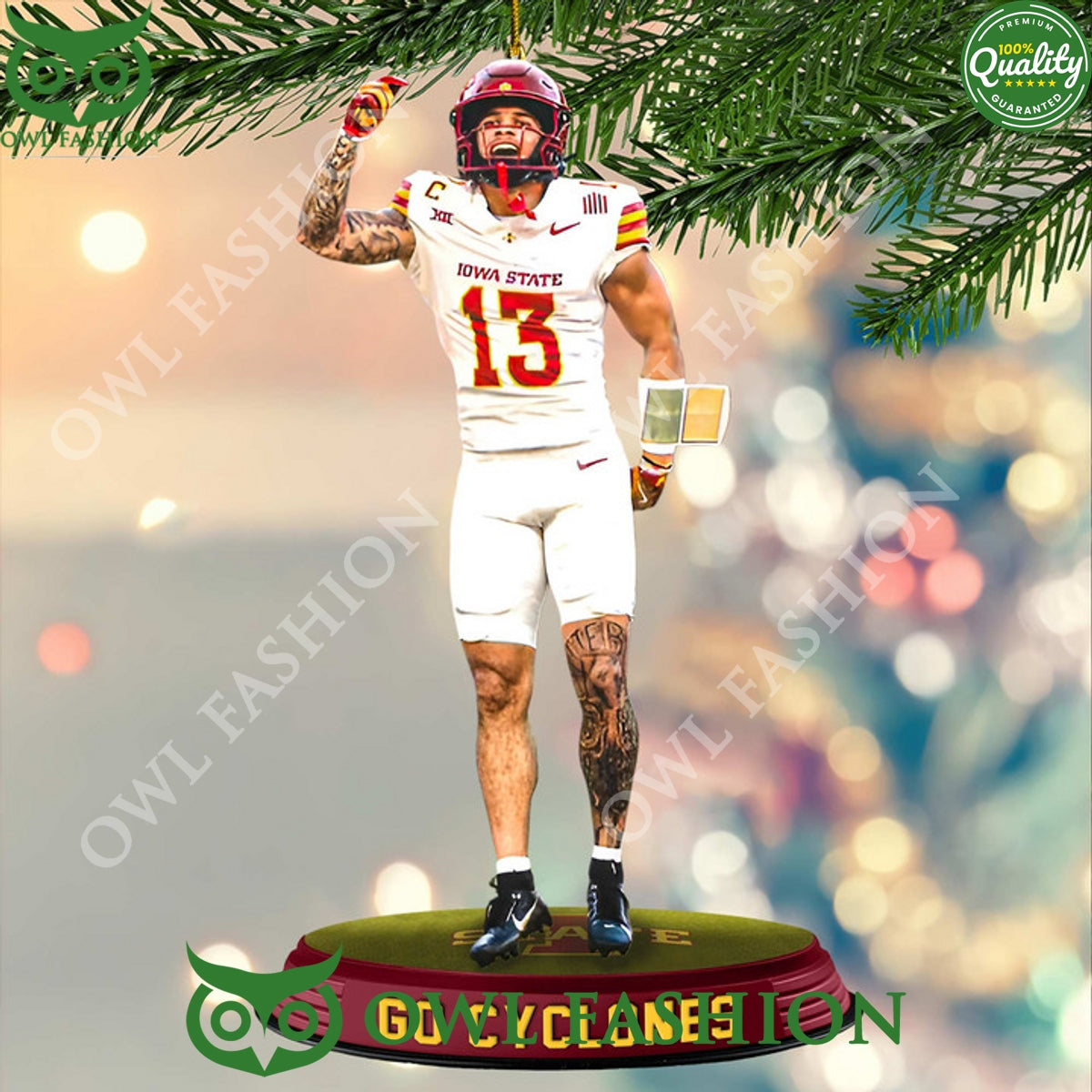 Cam Smith 13 Go Cyclones Iowa State University plastic ornament